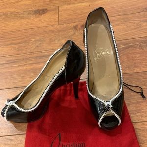 Christian Louboutin patent leather faux zipper detail